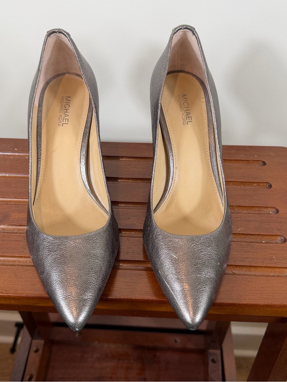 MICHAEL Michael Kors Metallic Silver Pointed-Toe Pumps